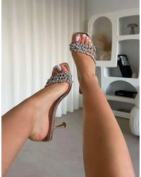 SIMMI - Blushing Diamante Mid Heel Mules Wide Fit - Lyst