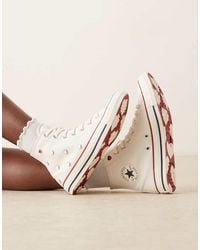 Converse - Zapatillas De Deporte Blancas Con Detalle De Corazón Para San Valentín Chuck Taylor All Star Hi De - Lyst