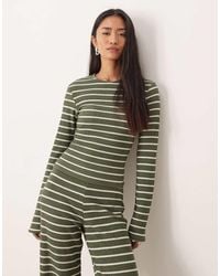 ASOS - Rib Long Sleeve Shrunken Tee Co-ord - Lyst