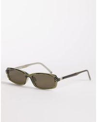 ASOS - Occhiali Da Sole Rettangolari Slim Premium Verdi Con Lenti Verdi - Lyst