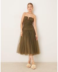 LACE & BEADS - Drop Hem Tulle Midaxi Dress - Lyst