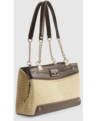 River Island - Raffia Chain Handle Shoulder Bag - Lyst