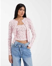Miss Selfridge - Set Van Geribbeld Vest En Hemdje - Lyst