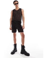 ASOS - – gestrickte shorts aus metallic-netzstoff - Lyst