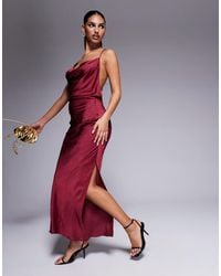 ASOS - – strukturiertes satin-maxikleid - Lyst