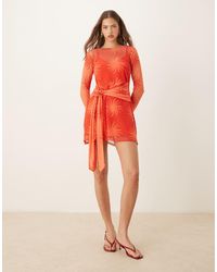 Never Fully Dressed - Mini Jurk Van Mesh Met Lange Mouwen - Lyst