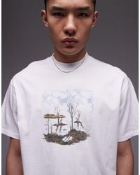 TOPMAN - Premium Oversized Fit T-shirt With Woodland Chest Print - Lyst