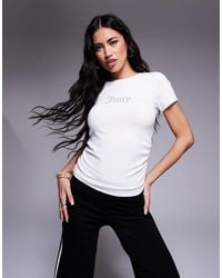 Juicy Couture - Diamante Logo Ruched T-shirt - Lyst