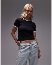 TOPSHOP - Contrast Frill Edge Everyday Tee - Lyst