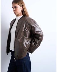 TOPSHOP - High Shine Padded Bomber Jacket - Lyst