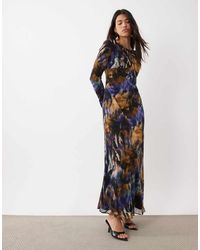DASKA - Chiffon Slash Neck Tie Detail Maxi Dress - Lyst