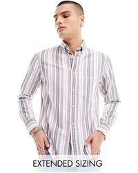 GANT - Camisa blanca y multicolor a rayas con logo - Lyst