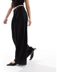 Bershka - Wide Leg Tailored Trouser With Belt Detail - Lyst
