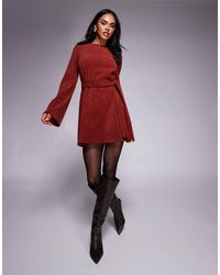 ASOS - Fluted Sleeve Tie Waist Cord Mini Dress - Lyst
