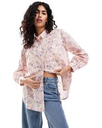 Miss Selfridge - Camicia oversize con stampa a fiorellini - Lyst