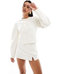 ASOS - Blazer d'ensemble sans col à manches cocon - beurre - Lyst