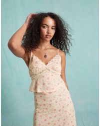 Miss Selfridge - Western Satin Lace Insert Cami Top - Lyst