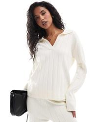 Y.A.S - Wide Rib Knitted Jumper Co-Ord With Open Polo Neck - Lyst