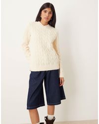 ASOS - Cable Knit Jumper With High V Neck - Lyst