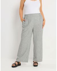 Yours Clothing - Stripe Linen Look Trousers - Lyst
