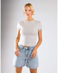 Glamorous - Slim Fit Stretchy Denim Short - Lyst