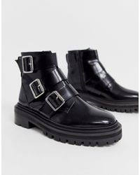 asos design premium archer leather cut out ankle boots