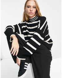 ONLY - Pull rayé à col montant - noir et blanc - Lyst