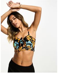 River Island - Knot Front Bandeau Beach Top - Lyst