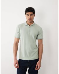 SELECTED - Ribbed Half Zip Polo Shirt - Lyst