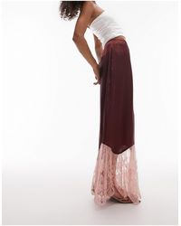 TOPSHOP - Falda larga color guinda y - Lyst