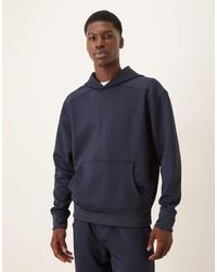 ASOS - Sudadera Azul Marino Extragrande Con Capucha De Tejido Efecto Neopreno De (Parte De Un Conjunto) - Lyst