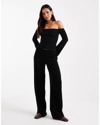 ASOS - Brushed Rib Knit Wide Leg Pants - Lyst