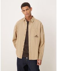 ASOS - Oversized Overhemd Met Strepen En Geborduurd Logo Op De Borst - Lyst