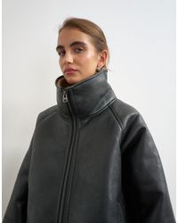 TOPSHOP - Oversized Belted Faux Leather Jacket - Lyst