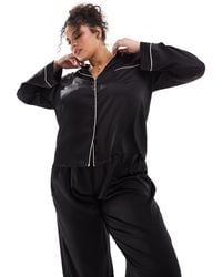 ASOS - Asos Design Curve Satin Long Sleeve Shirt & Trouser Pyjama Set - Lyst