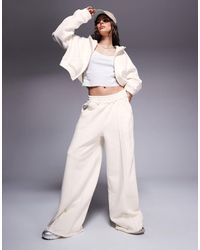 ASOS - Weekend Collective Co-ord Wide Leg Seamed joggers With Embroidered Logo - Lyst
