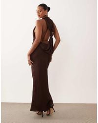 ASOS - Draped Halter Neck Maxi Dress With Knot Back Detail - Lyst