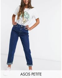 ASOS Asos design petite – original – mom-jeans mit hohem bund - Blau