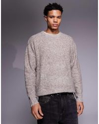 ASOS - Oversized Knitted Boucle Crew Neck Jumper - Lyst