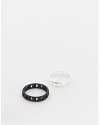 ASOS 2 Pack Band Rings With Cross Cut Outs - Multicolor