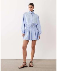ASOS - Blouson Funnel Neck Mini Shirt Dress - Lyst