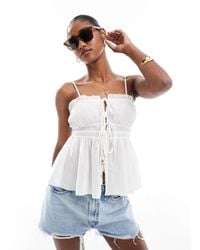 Stradivarius - Str Strappy Tie Front Cami Top - Lyst