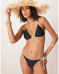 Stradivarius - Contrast Detail Tie Side Bikini Bottom - Lyst