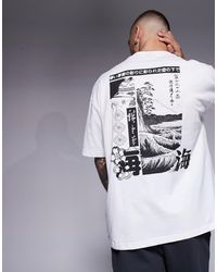 ASOS - T-Shirt Oversize Bianca Con Grafica Stile Souvenir - Lyst