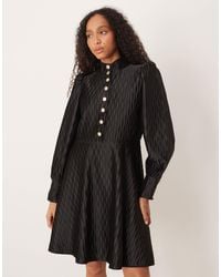 Y.A.S - High Neck Satin Mini Dress With Button Front - Lyst