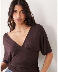 Gina Tricot - Plunge V-neck Bat Wing Top - Lyst