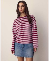Stradivarius - Oversize Long Sleeve Striped T-Shirt - Lyst