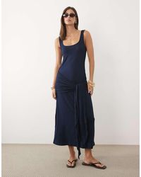 ASOS - Square Neck With Tie Detail Midi Dress - Lyst