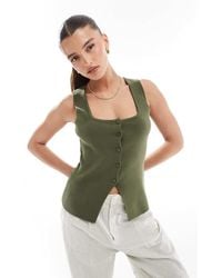 New Look - Square Neck Knitted Waistcoat - Lyst