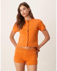 Mango - Gilet d'ensemble en maille compacte avec manches courtes et poches à l'avant - Lyst